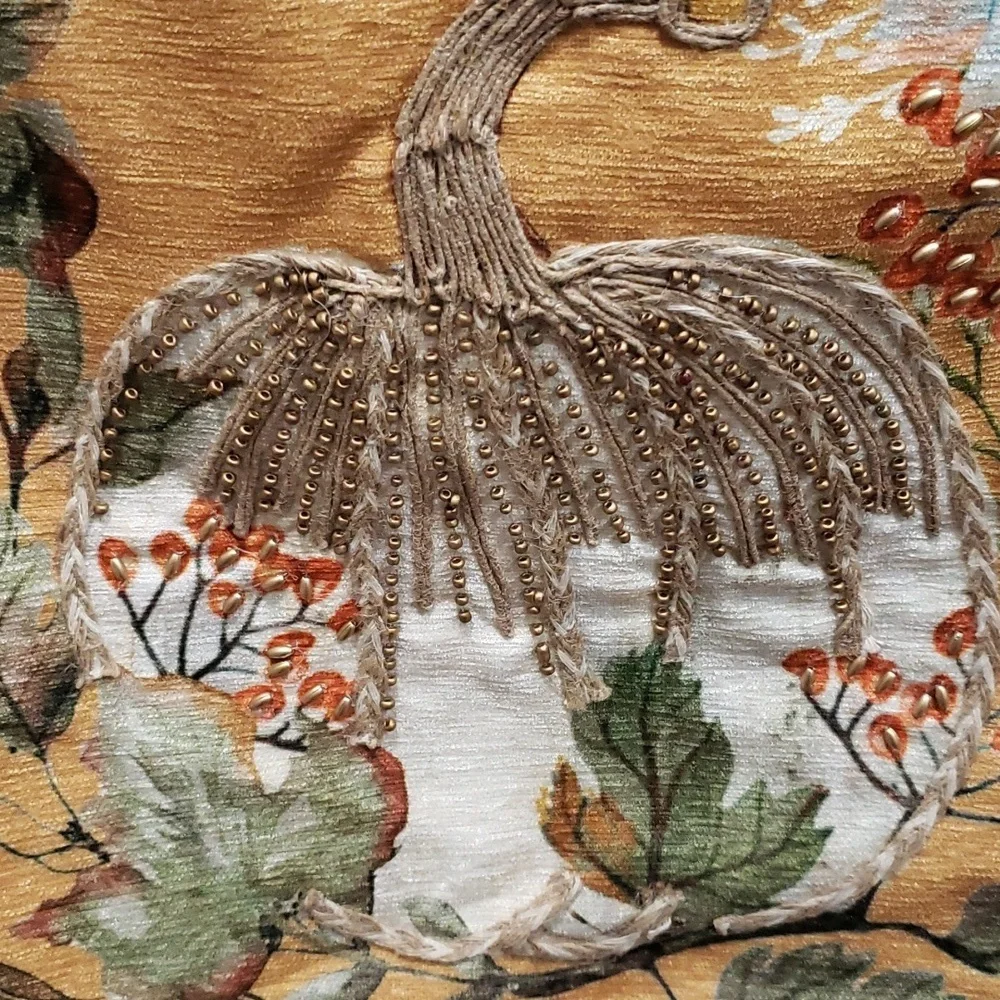 Nicole Miller Home NWT Golden Crushed Velveteen Autumn Table Runner